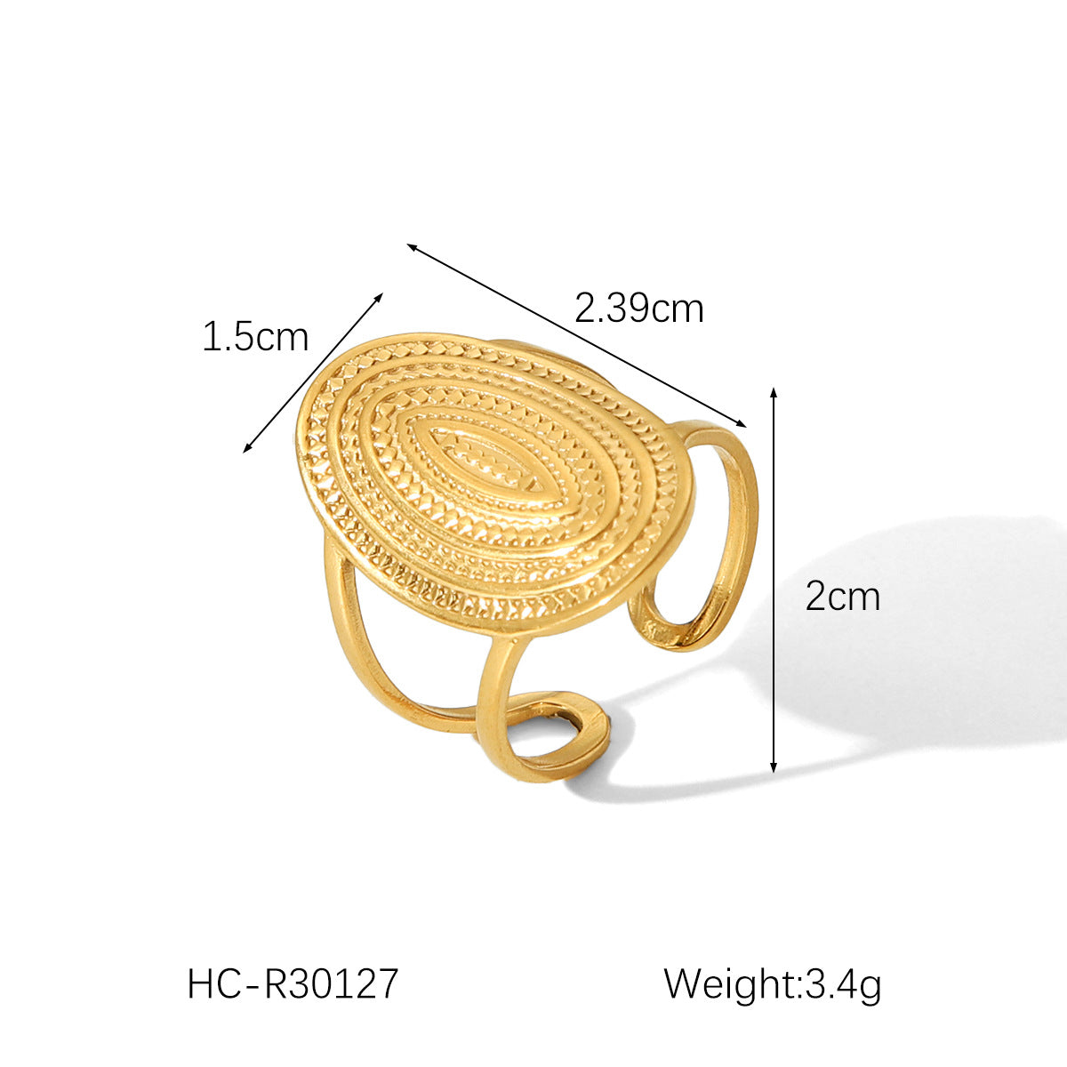 Minimalist 18K Gold Plated Heart Shape Open Ring Stainless Steel Women Jewelry