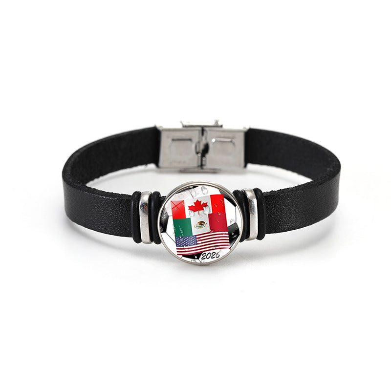 Geometric Plated Leather Bracelet Unisex Fashion Bangle