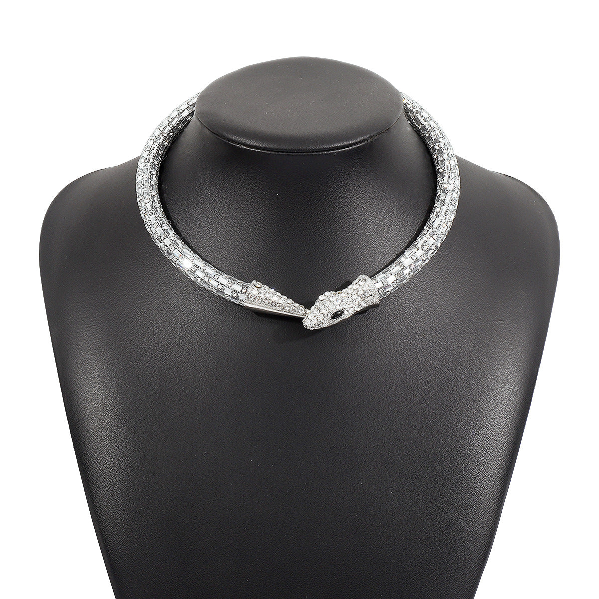 Edgy Snake-Shaped Alloy Bracelet with Rhinestone Inlay Plated in Premium Finish for Women