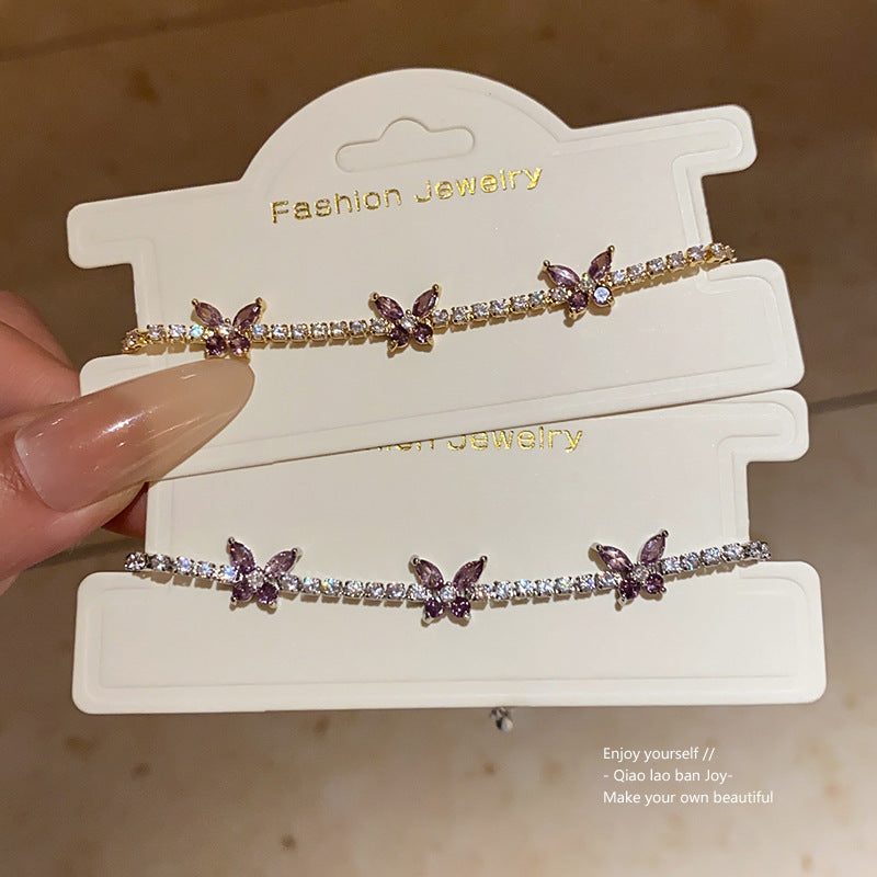 Sweet Square Floral Brass Bracelet with Cubic Zirconia Inlay for Women