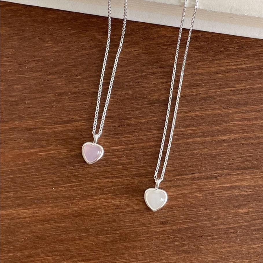 Collana con ciondolo a cuore geometrico minimalista in argento sterling 925 con catenina a chicco di grandine
