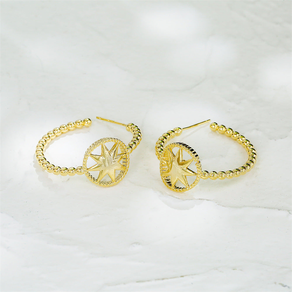 Orecchini in rame a forma geometrica con placcatura in oro 14K e perni in argento sterling 925 da donna