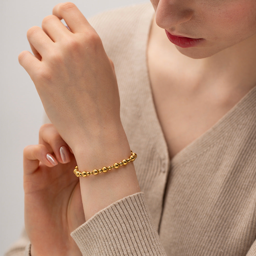 Bracciale Instagram con cerchio geometrico regolabile in acciaio inossidabile placcato oro 18K da donna