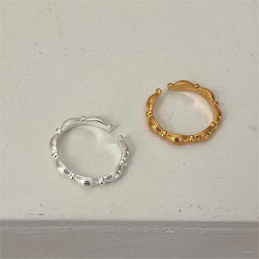 Minimalist Sweet 925 Sterling Silver Geometric Olive Bead Ring for Women