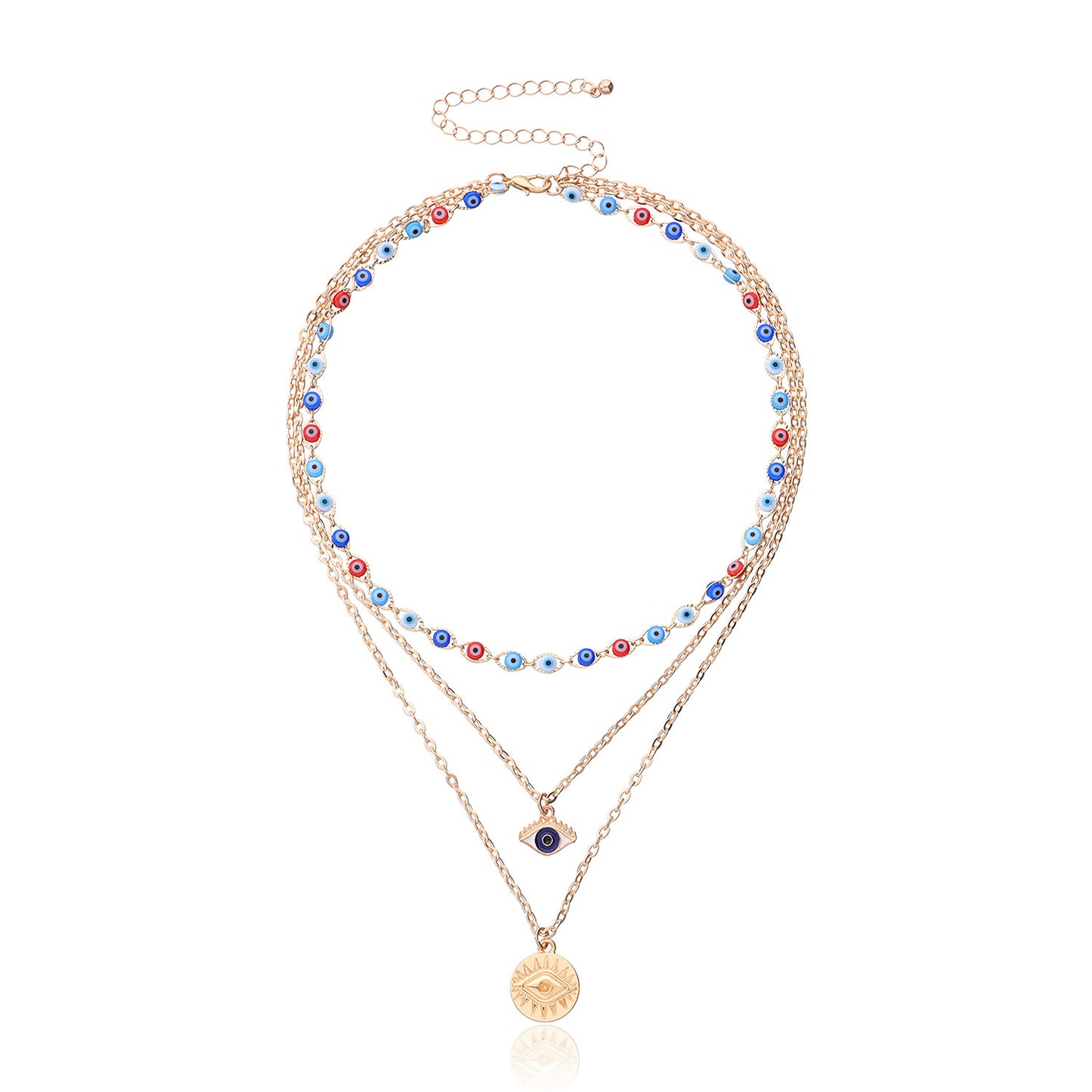Collana con Ciondolo Occhio di Allah Geometrico Stile Punk da Donna, Catena Clavicola Placcata in Lega
