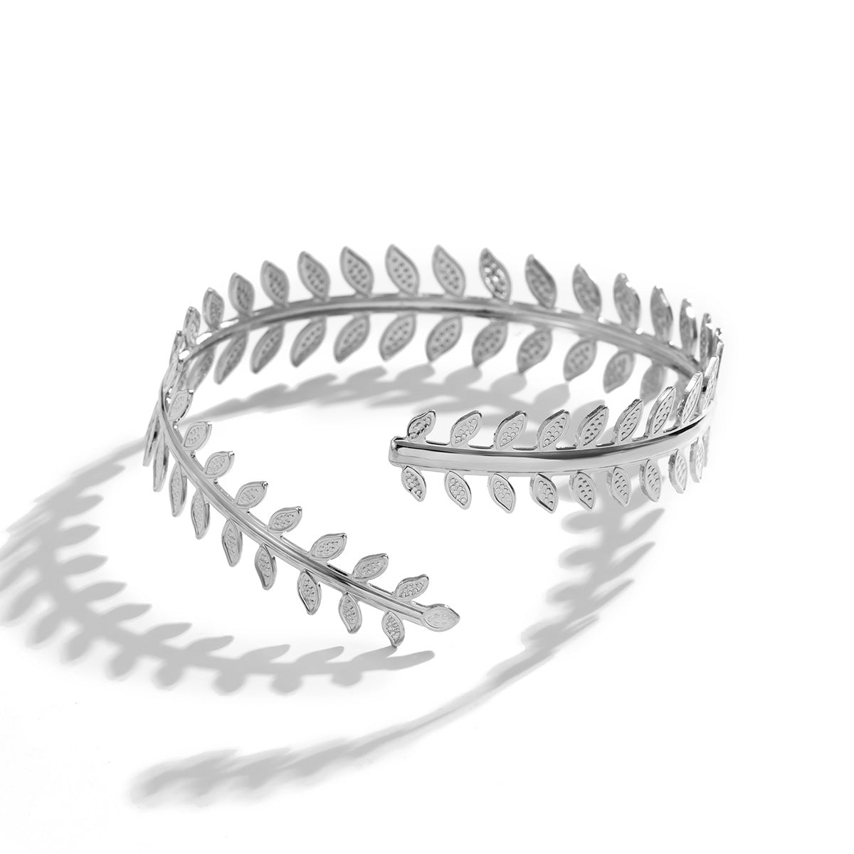 Vintage Asymmetrical Geometric Leaf Cuff Bracelet for Women with Adjustable Opening and Electroplated Metal Finish