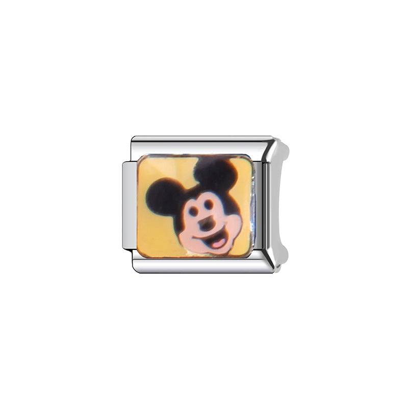 Sweet Cartoon Character Stainless Steel Plated DIY Charm Bar Watch Strap