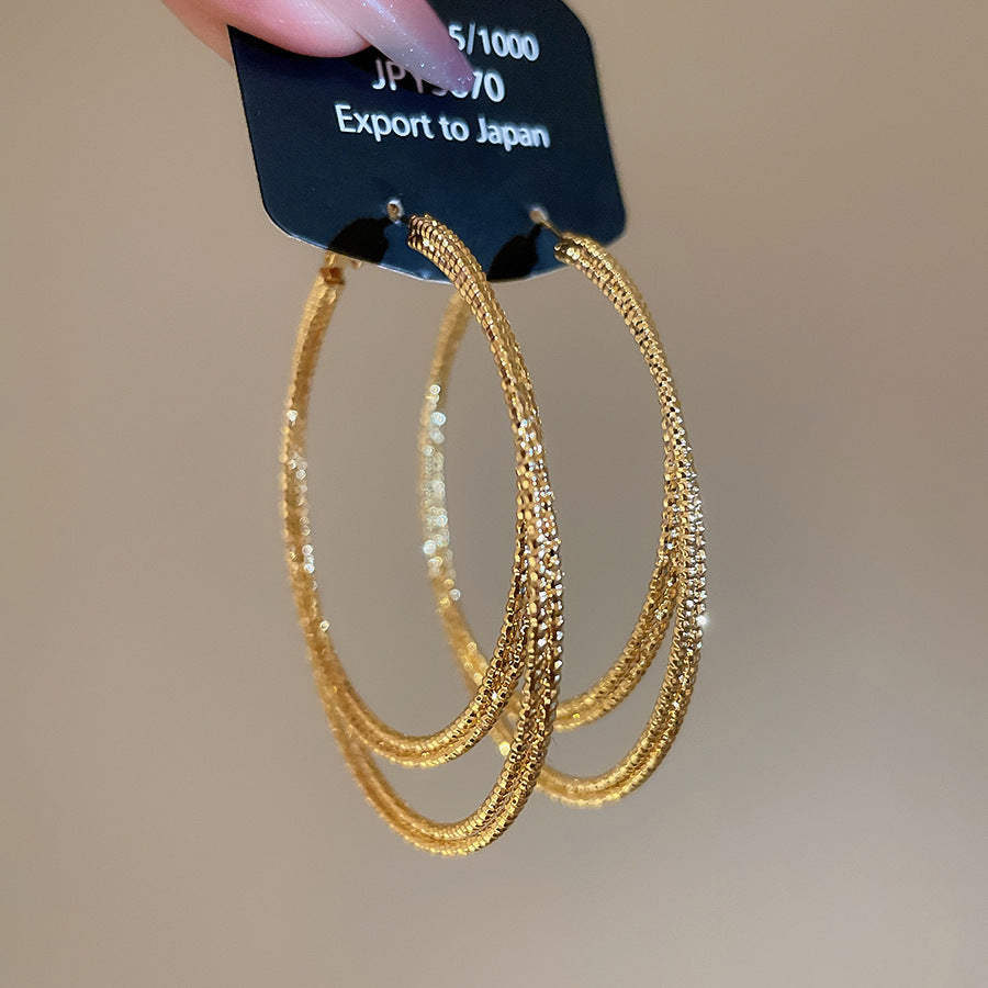 Orecchini a Cerchio Geometrici in Ferro Placcato Argento da Donna, Stile Minimalista Casual per Ufficio, Gioielli Eleganti di Ispirazione Vintage per Tutti i Giorni