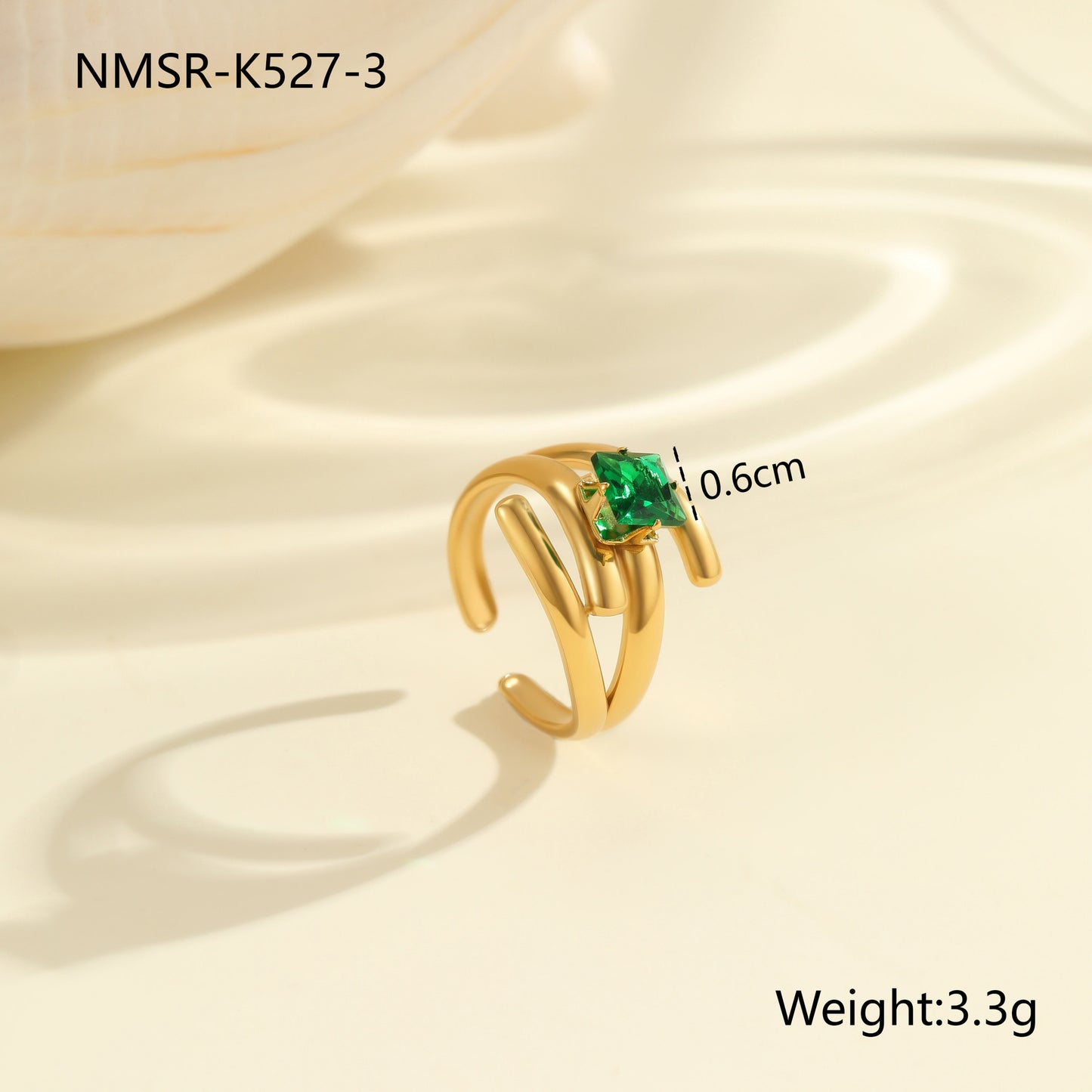Anillo de Acero Inoxidable Geométrico Minimalista con Baño de Oro de 18K y Detalles de Remaches Esféricos Irregulares para Mujer