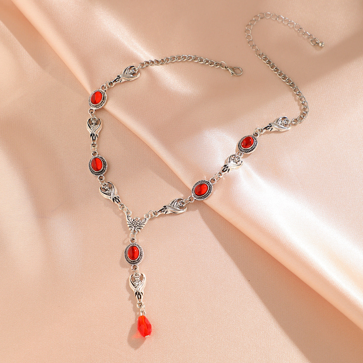 Gothic Geometric Gemstone Zinc Alloy Plated Necklace for Women