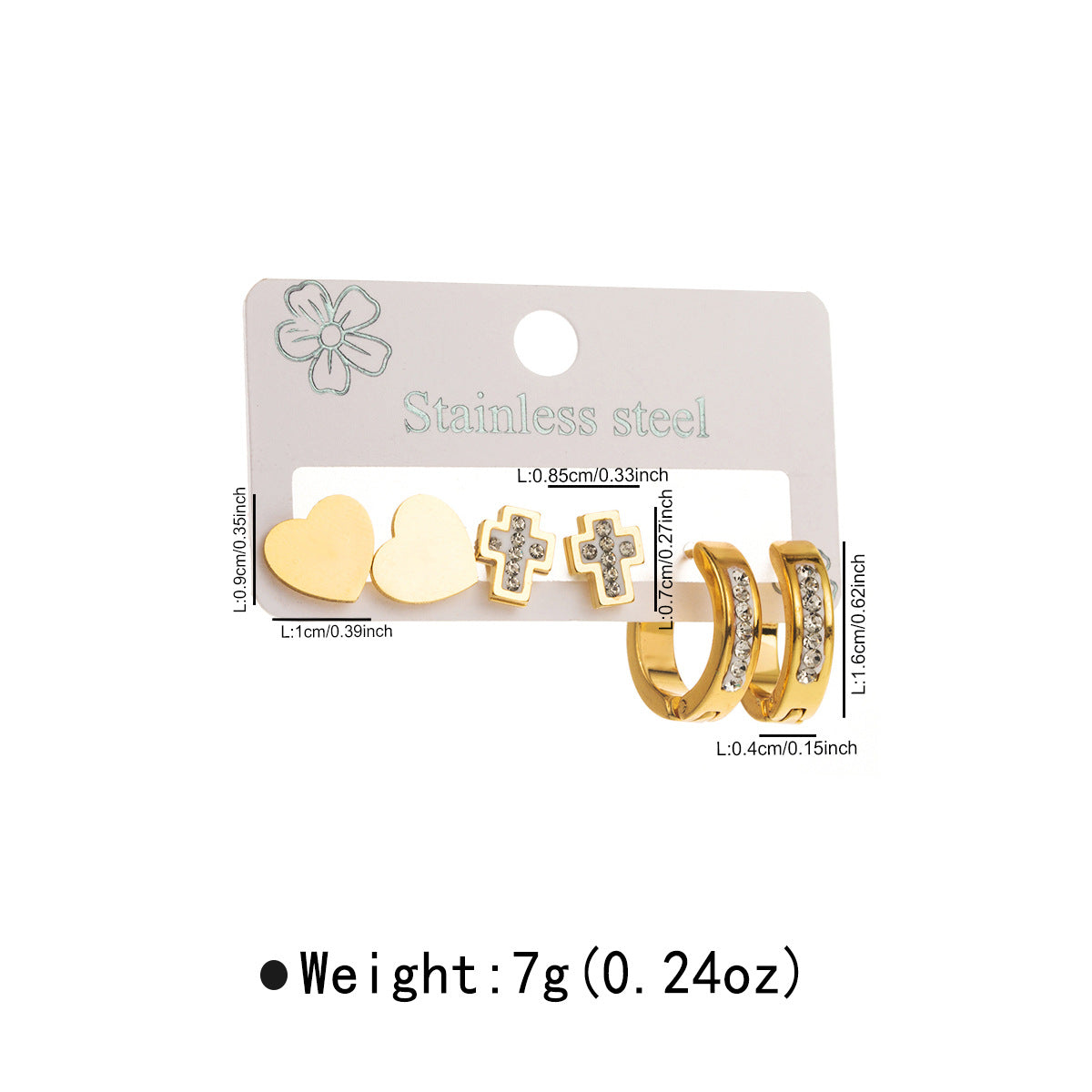 Eleganti orecchini geometrici a forma di stella in acciaio inossidabile con intarsi di strass e placcatura in oro da donna