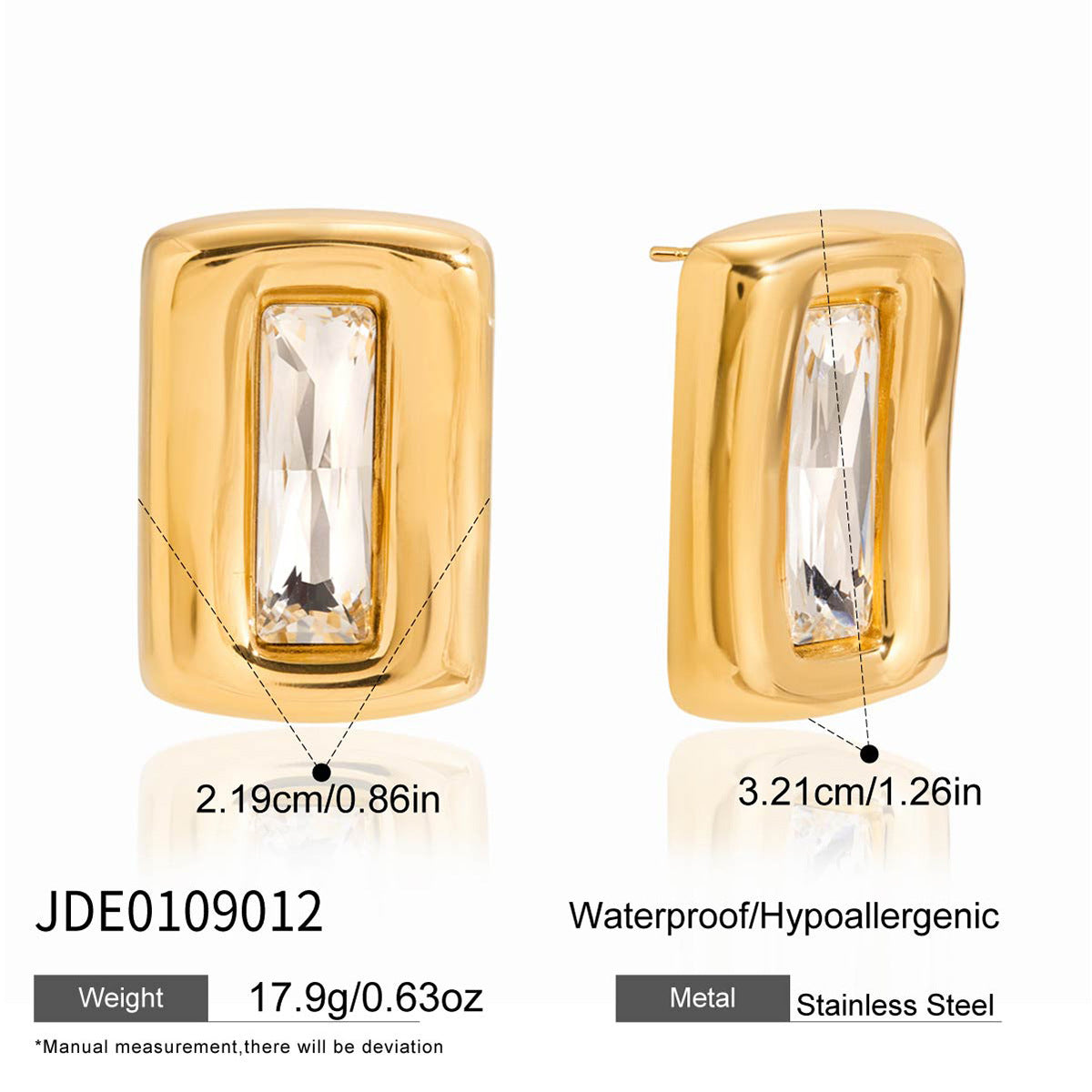 Minimalist Luxury Geometric Square Titanium Steel PVD Plated Earrings for Women