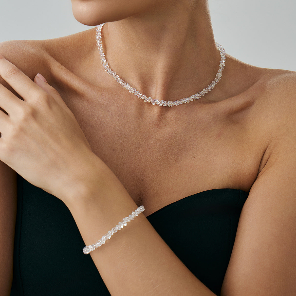 Minimalist Elegant Geometric Crystal Beaded Necklace for Women