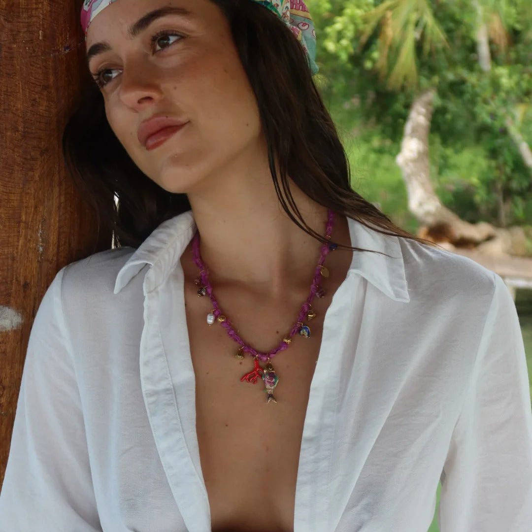 Elegante Collana Ciondolo a Barra Geometrica a Cuore Placcata in Ottone da Donna