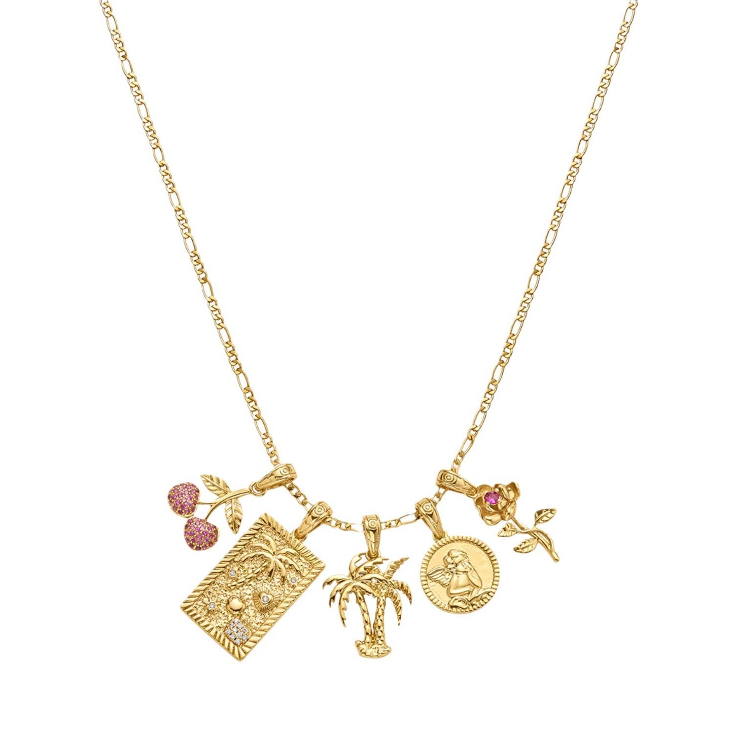 Minimalist Gold Plated Brass Square Heart Charm Bar Necklace for Women