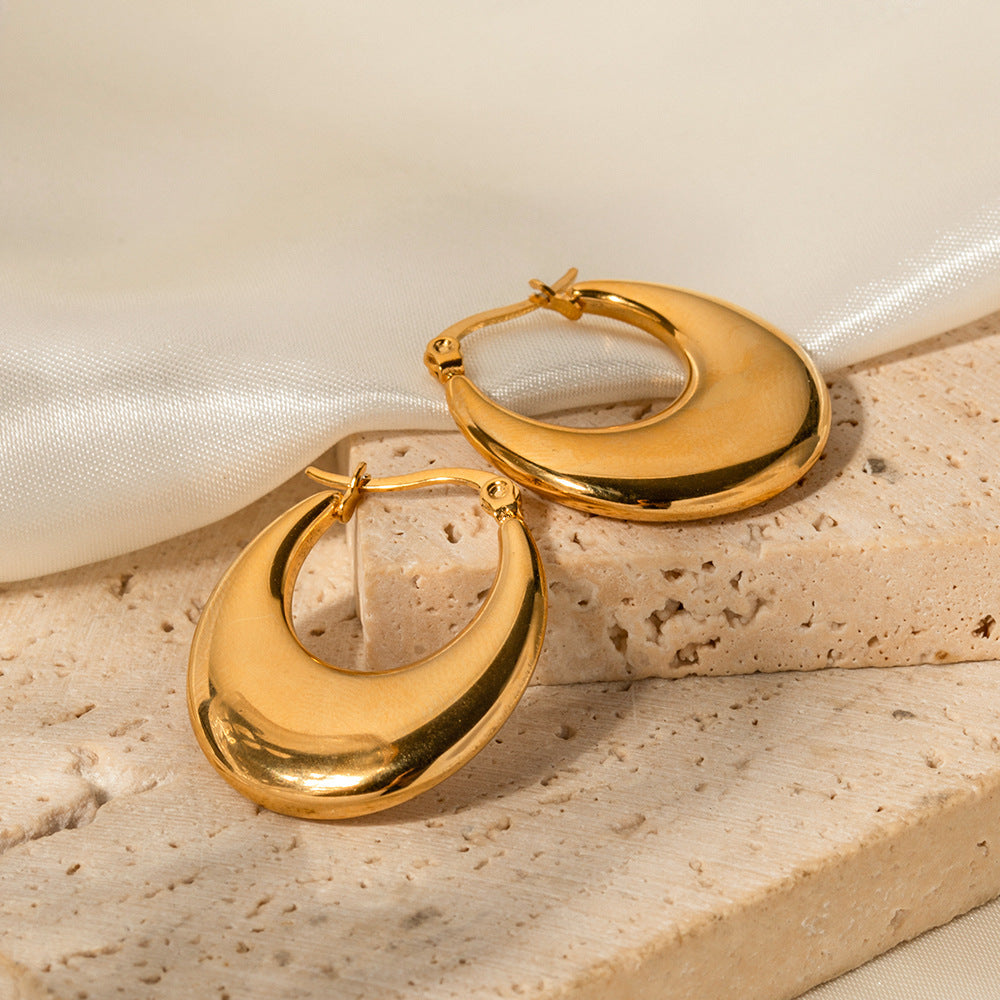 Geometric Stainless Steel Earrings with 18K Gold Plating for Women — Modern Instagram-Inspired Irregular Design Statement Jewelry
