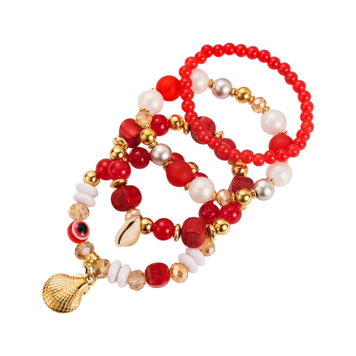 Set di bracciali da donna in stile bohémien con conchiglie e perline geometriche, gioielli per vacanze estive al mare
