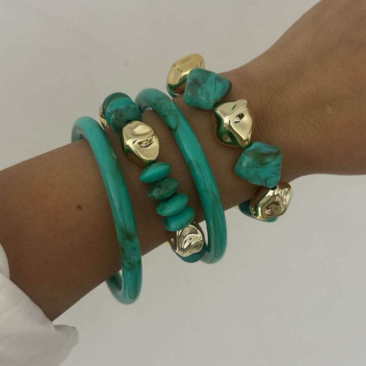 Minimalist Wide Round Geometric Acrylic Drip Oil Bracelet Set