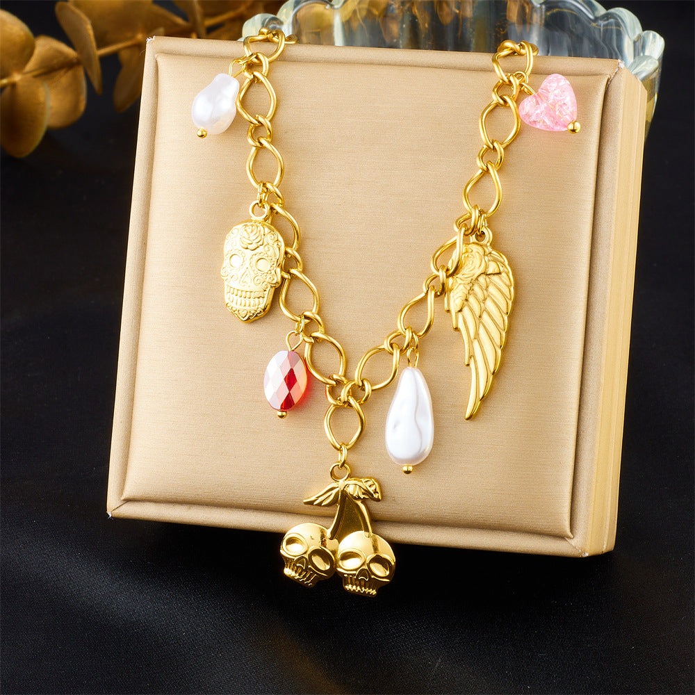 Elegant Stainless Steel Drip Oil Moon Sun Flower Pendant Necklace with Cable Chain for Women