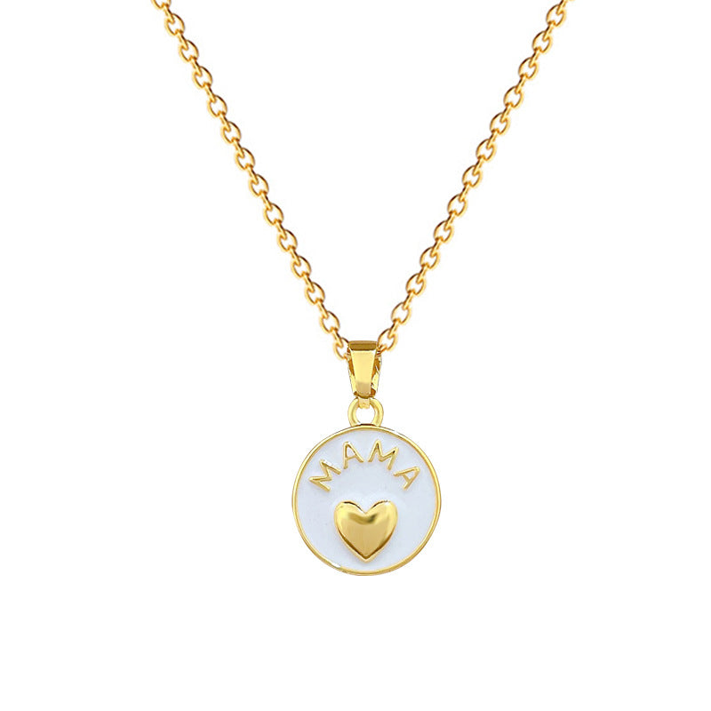 Sweet Minimalist Heart Drip Oil Rhinestone Pendant Necklace Titanium Steel Cable Chain for Unisex