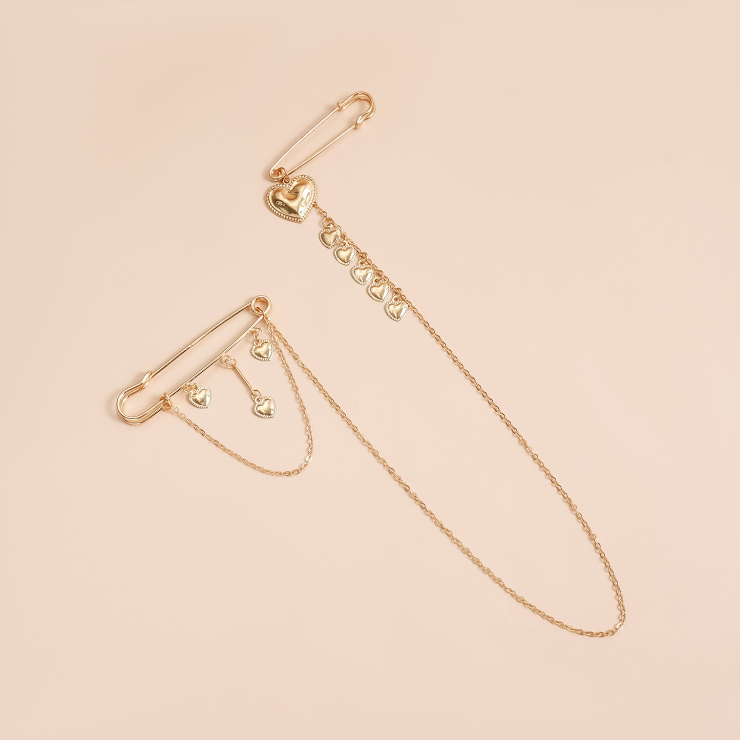 Vintage Heart-Shaped Alloy Brooch with Plated Finish for Women, Functional Adjustable Closure Fashion Accessory