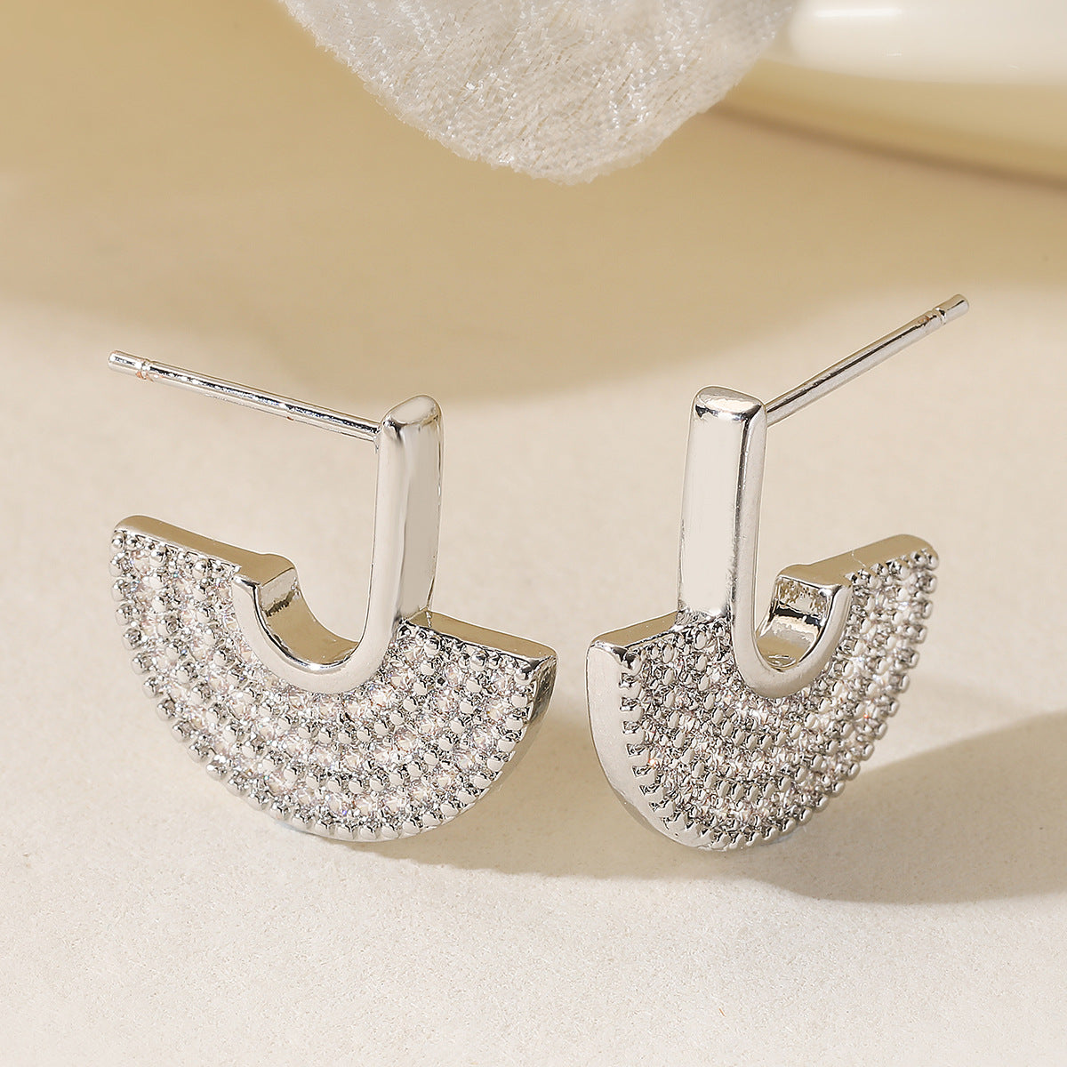 Minimalist Elegant Geometric Gold Plated Brass Cubic Zirconia Earrings for Women