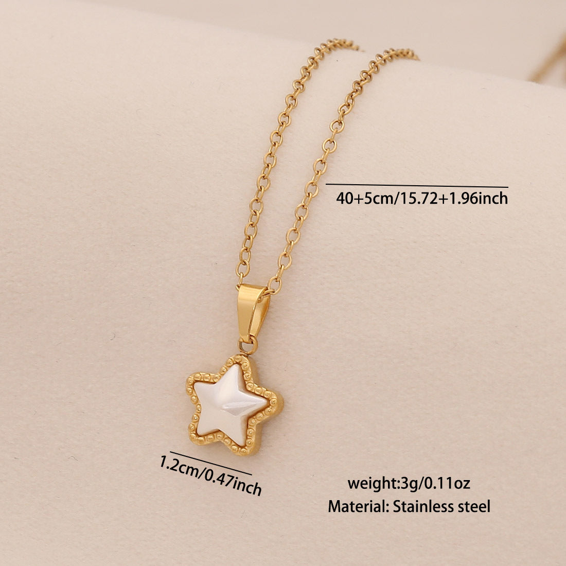Minimalist Heart and Star Pendant Necklace in Stainless Steel with Geometric Design for Women
