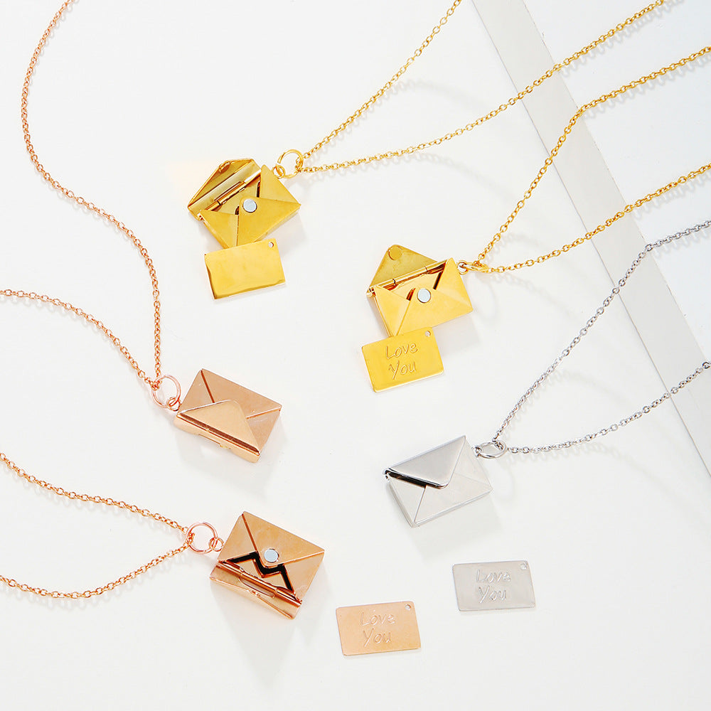 Minimalist Geometric Stainless Steel Plated Alloy Pendant Box Chain Necklace for Couples