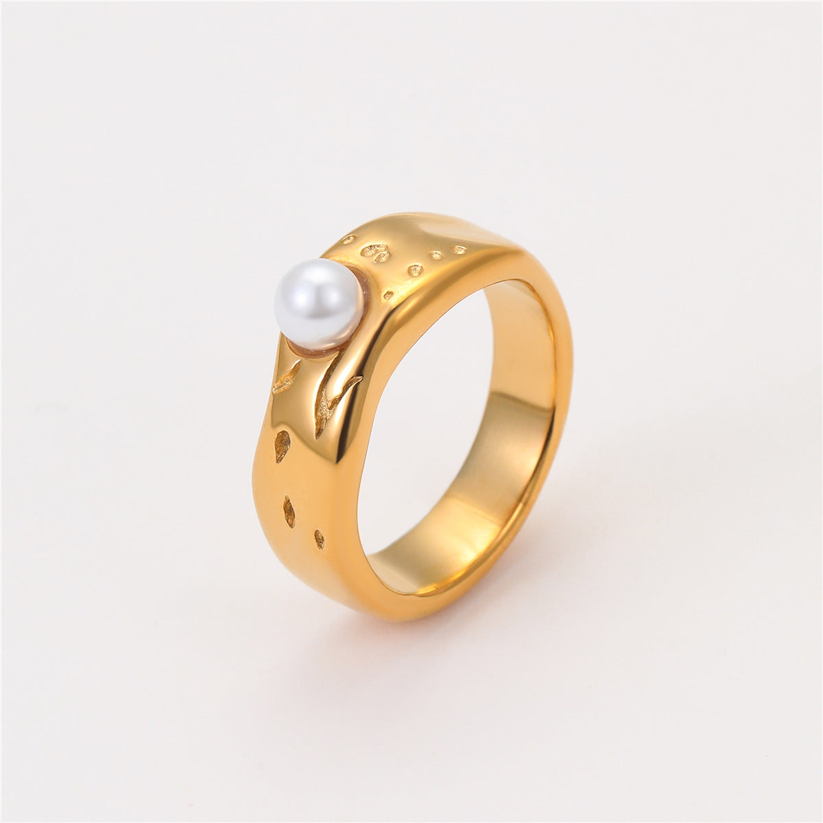 Anillo de acero inoxidable geométrico irregular minimalista con acabado chapado para joyería de moda femenina