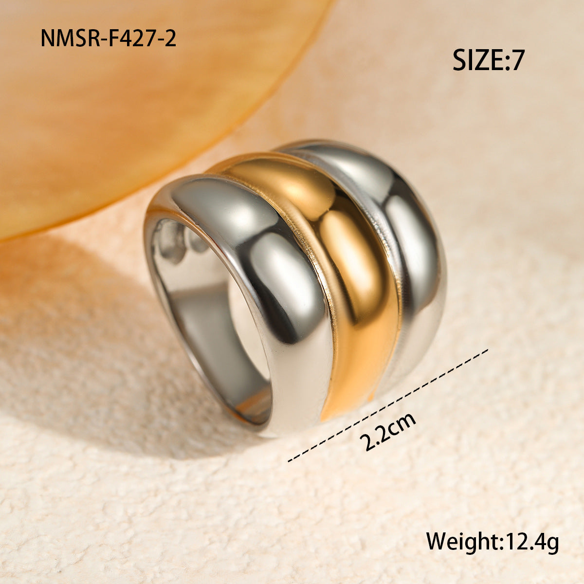 Anello da donna in acciaio inossidabile con placcatura, lussuoso, vintage, geometrico
