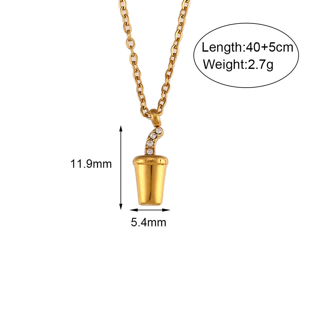 Minimalist Coca-Cola Shaped Pendant Necklace in Stainless Steel with 18K Gold Plating for Women