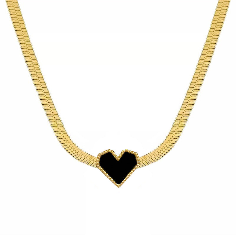 Minimalist Titanium Steel Heart Geometric Collar Necklace for Unisex