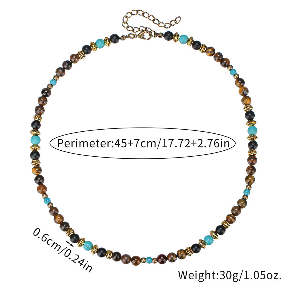 Casual Geometric Glass Bead Necklace with Agate and Turquoise Accents for Unisex