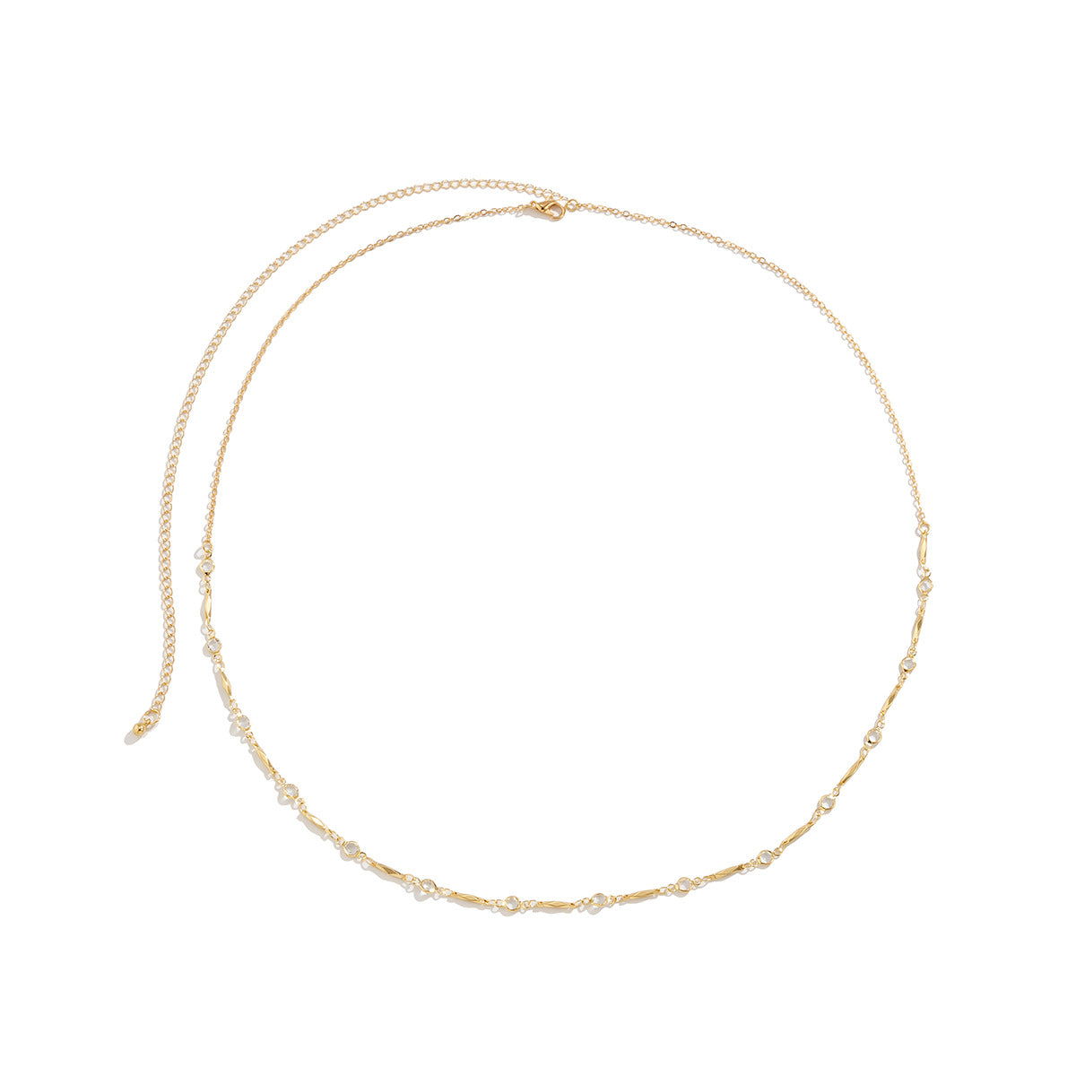 Minimalist Geometric Body Chain for Women with Metal Beaded Chain and Sequin Pendant Double-Layer Waist Chain