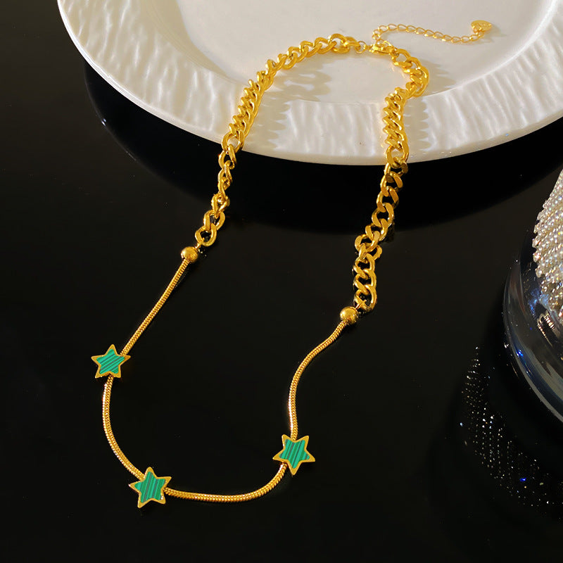 Minimalist Star Titanium Steel Plated Necklace Curb Chain Unisex Jewelry
