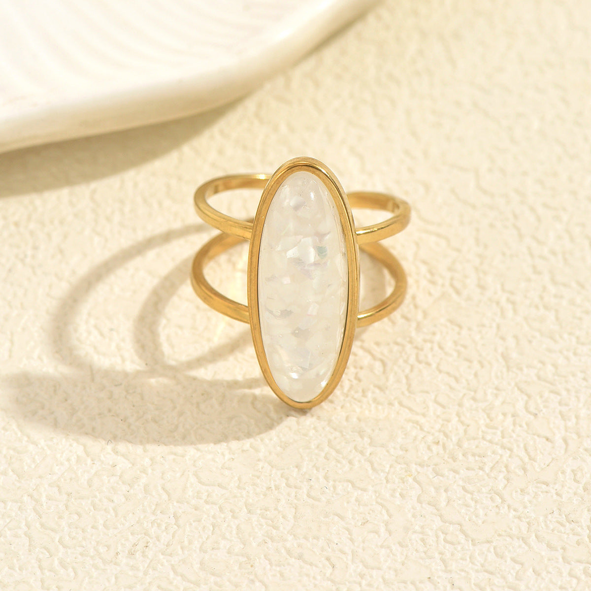 Anillo Minimalista Geométrico Ajustable para Mujer en Aleación de Zinc con Incrustaciones de Piedras Preciosas para el Dedo Índice