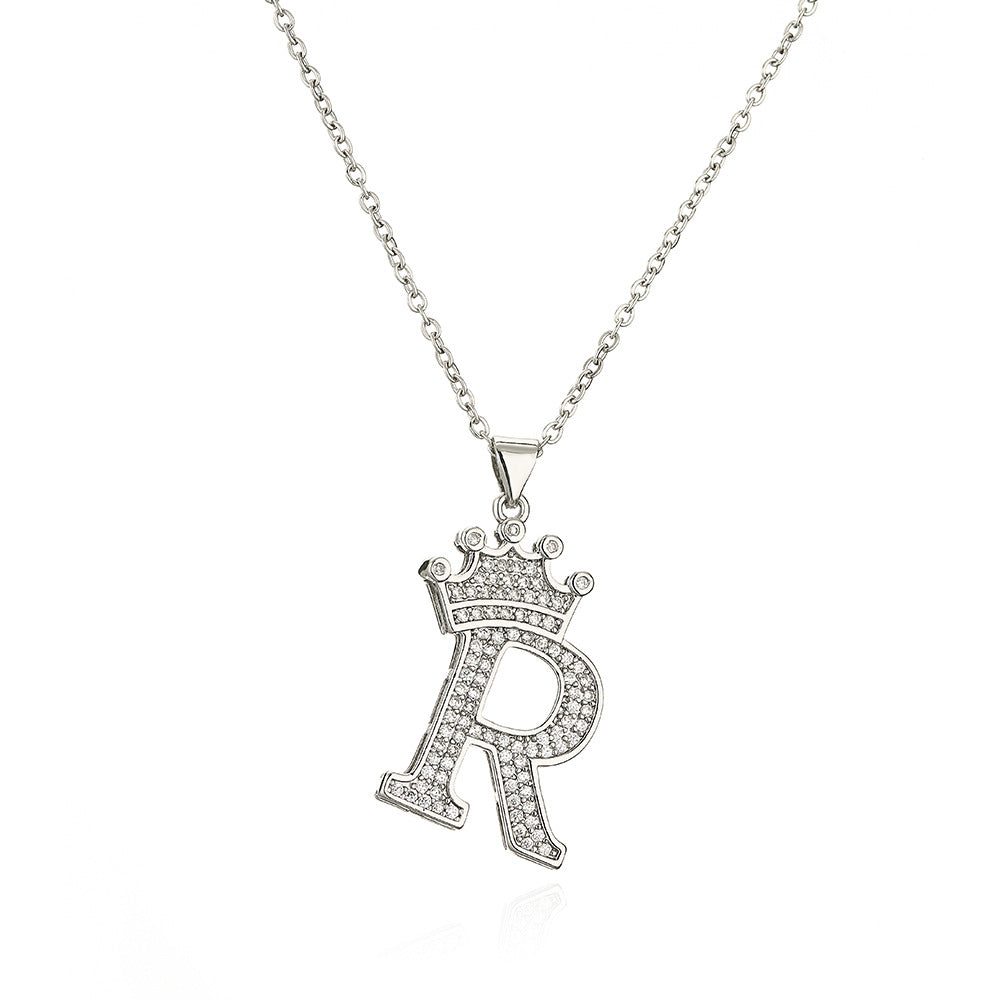 Minimalist Geometric Letter Pendant Necklace for Women in Copper with Silver Plating