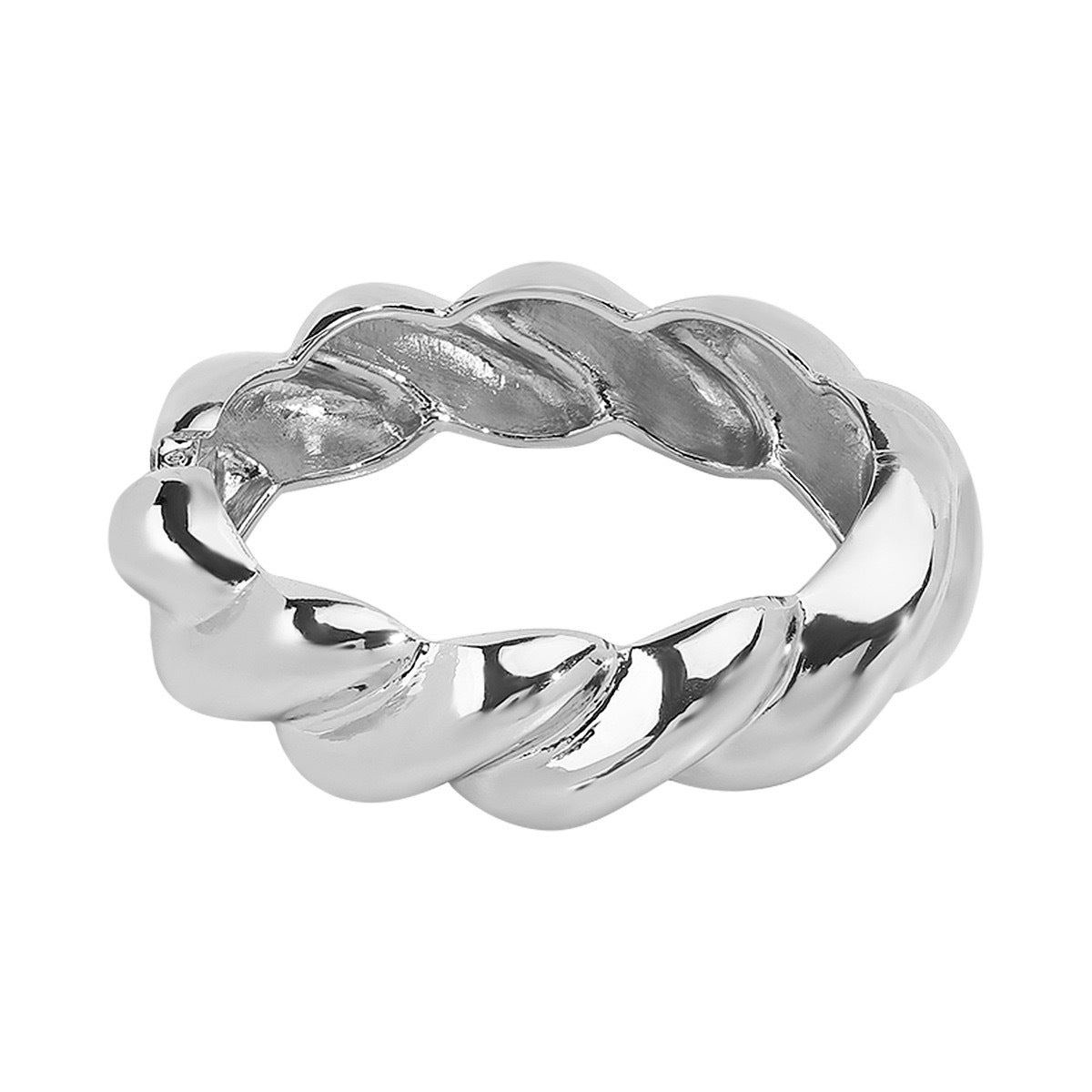Textured Polished Gold Plated Square Geometric Wide Alloy Bangle