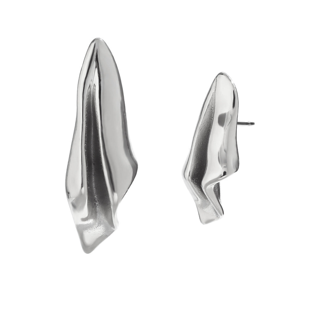 Orecchini a perno da donna Fashion OL minimalisti in acciaio inossidabile placcato oro 18K a forma di cuore, fiore e ventaglio