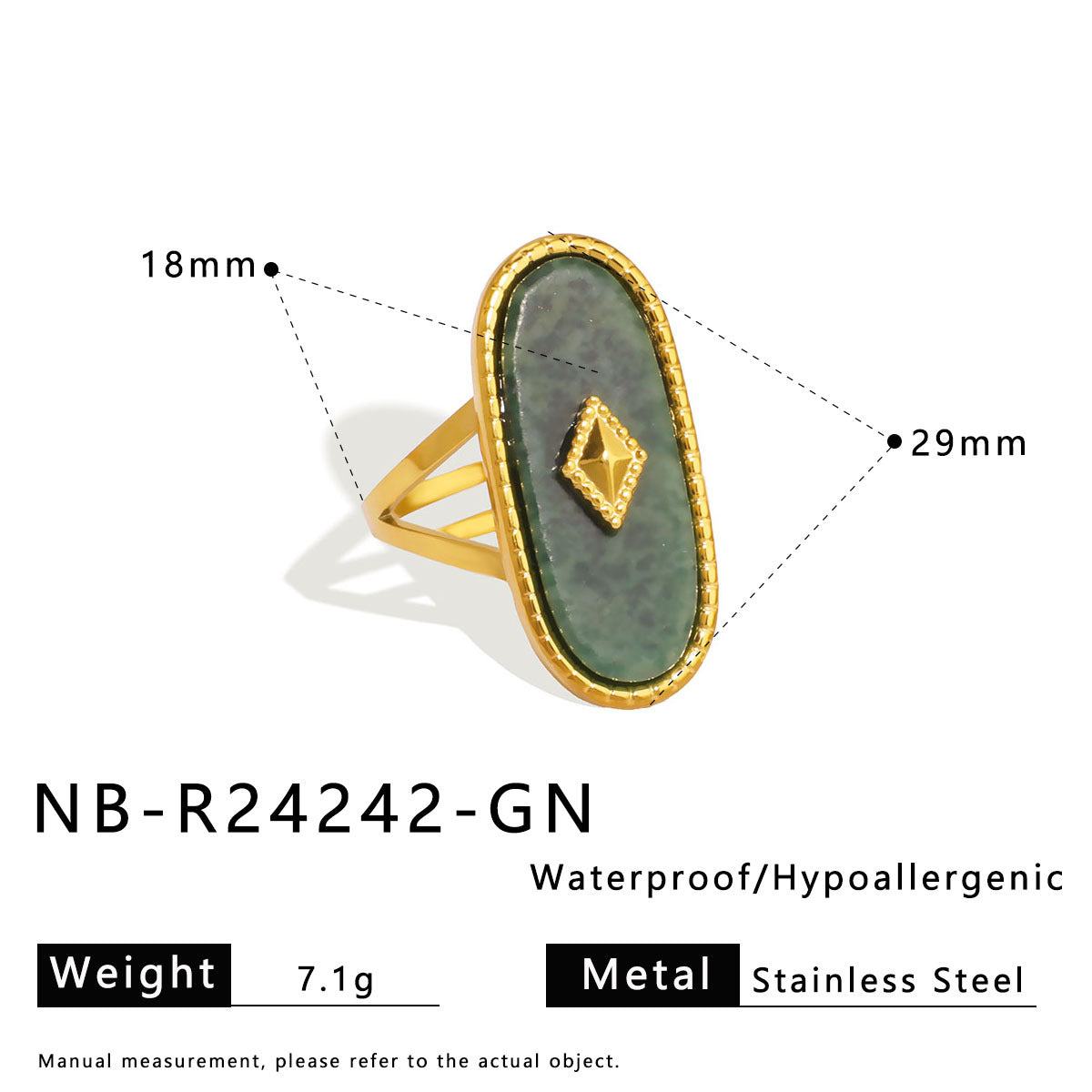Anello geometrico in acciaio inossidabile con turchese naturale e pietre occhio di tigre, gioiello da mano unisex in stile vintage galvanizzato