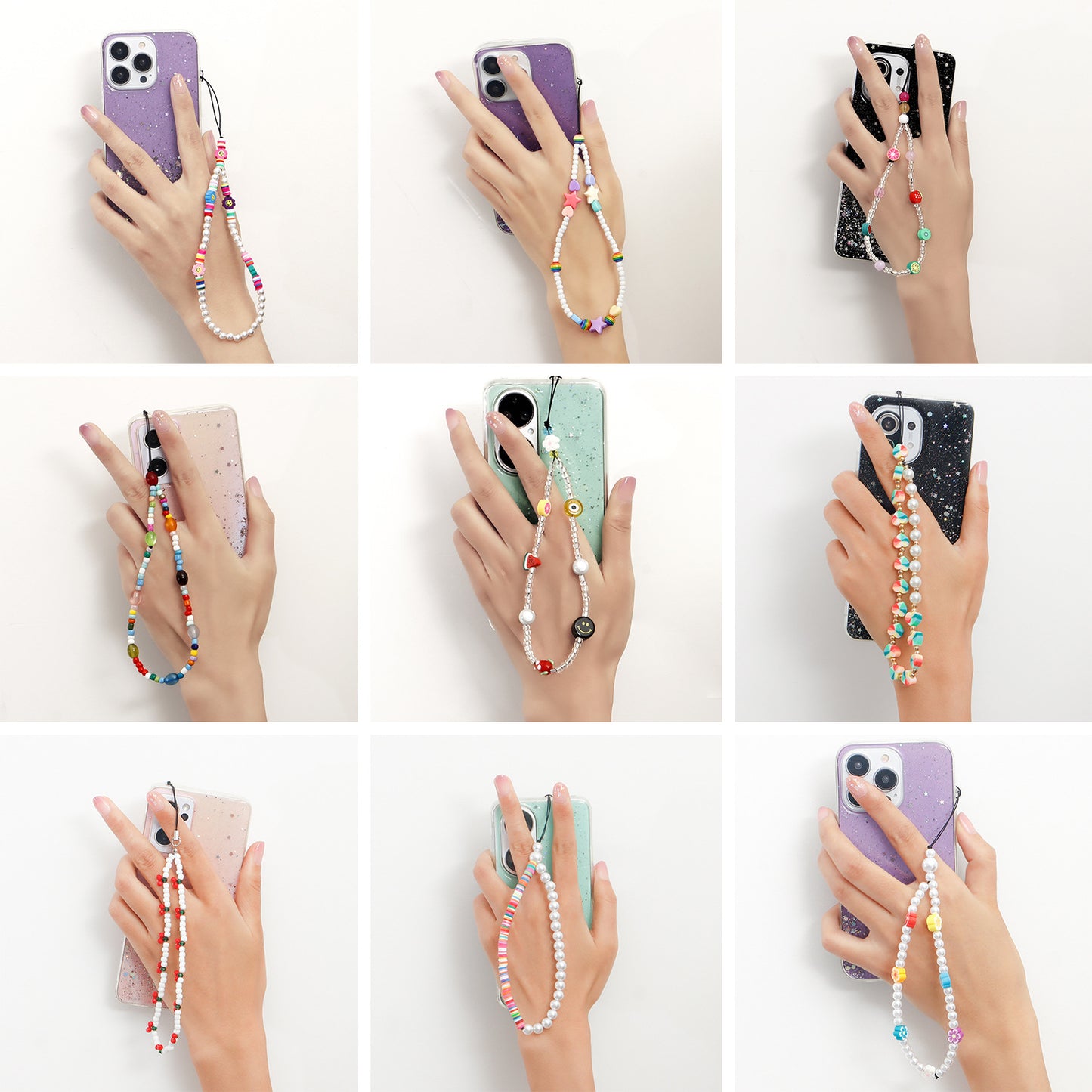 Sweet Fruit Pattern Acrylic Plated DIY Charm Bar Phone Strap