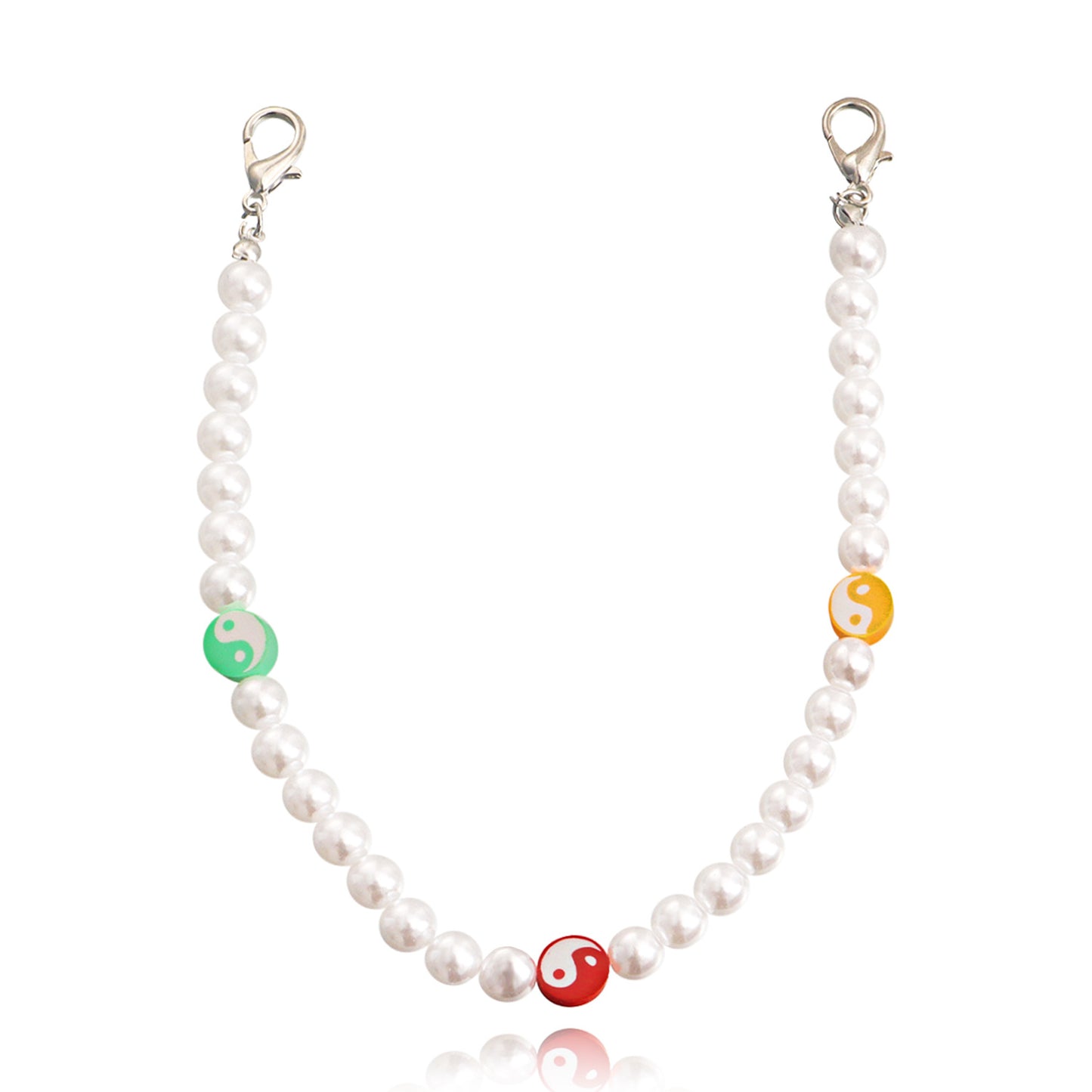 Geometric Tai Chi Bagua Anklet for Women Alloy Fashion Ethnic Style Colorful Polymer Clay Imitation Pearl Foot Chain