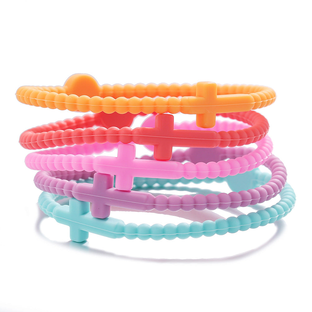 Minimalist Geometric Cross Silicone Bracelet Handmade Unisex Jewelry