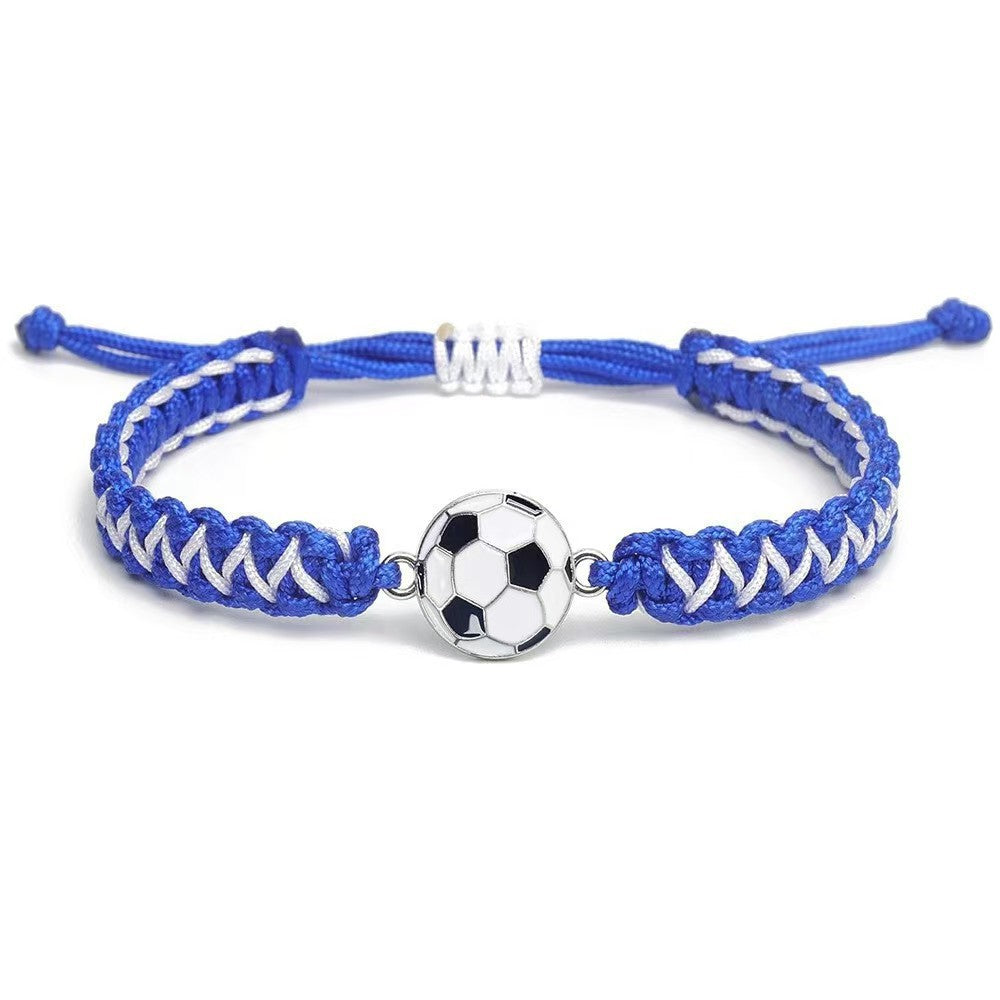 Sporty Color Block Handmade Braided Charm Bar Bracelet Unisex Adjustable