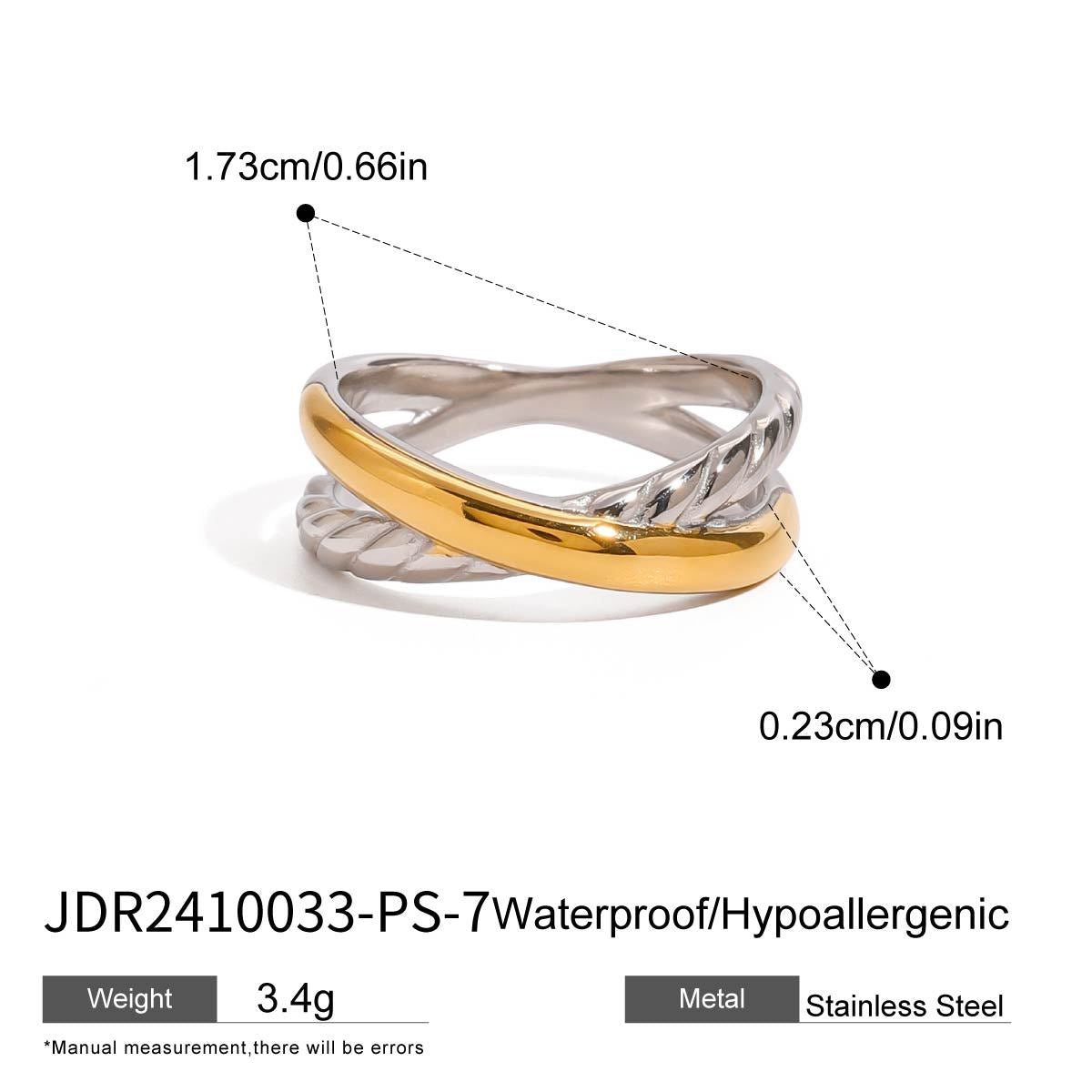 Set di anello, orecchini a lobo e bracciale regolabile placcati in acciaio inossidabile geometrico all'avanguardia con catena di perline