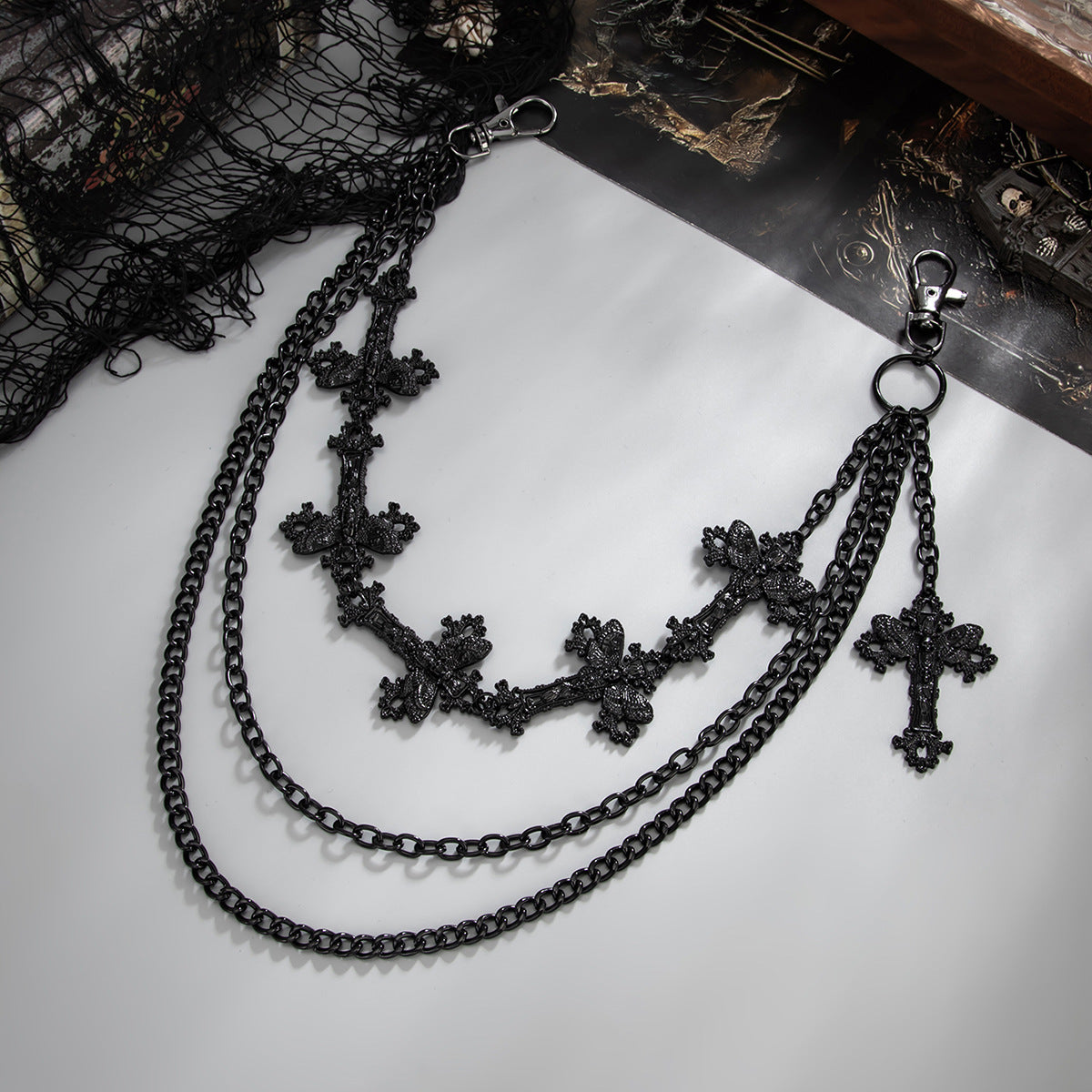 Hip-hop Cross Tassel Zinc Alloy Waist Chain for Women