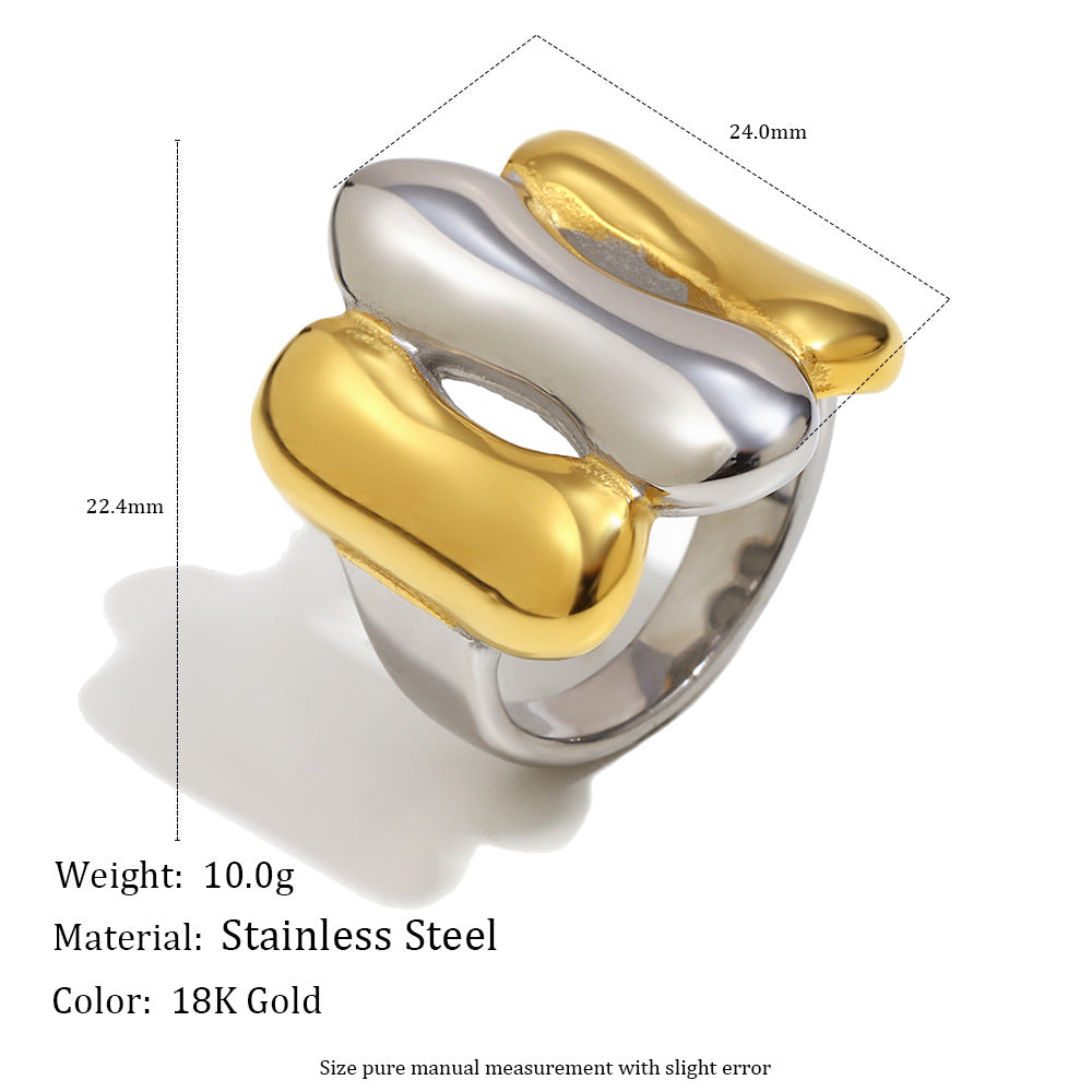 Anello Minimalista Geometrico in Acciaio Inossidabile Placcato Oro 18K da Donna