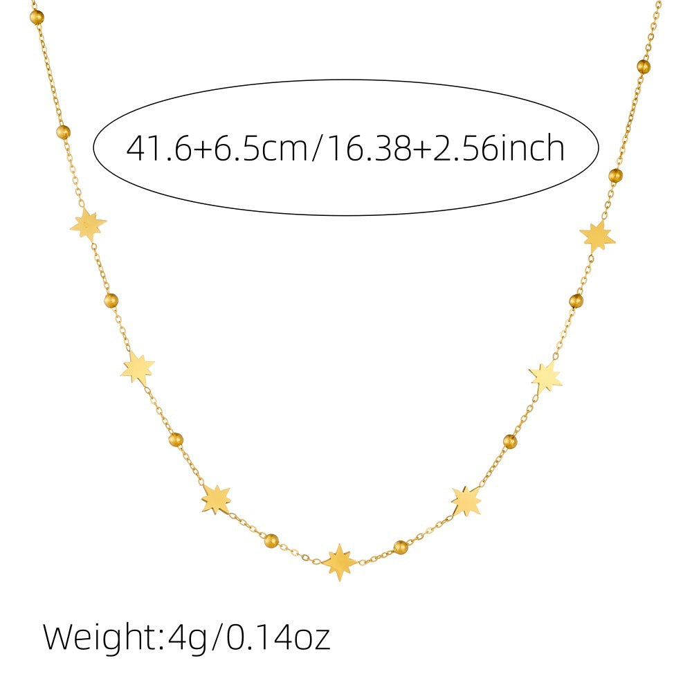 Minimalist Elegant Heart Teardrop Star Polished Plated Stainless Steel Necklace for Women