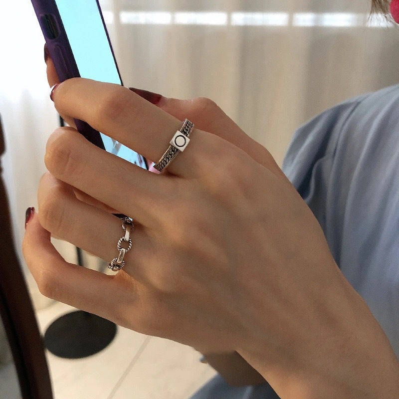Minimalist Sweet Geometric Teardrop Alloy Plated Ring Set