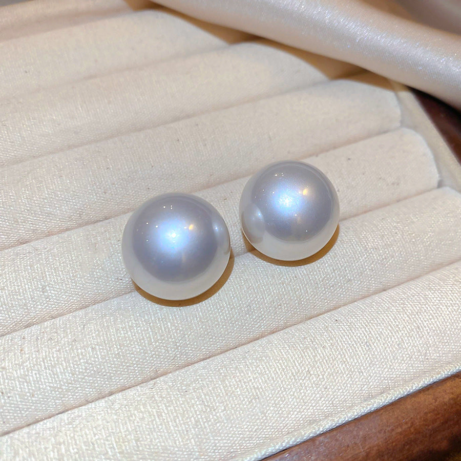 Orecchini a perno con perla geometrica minimalisti placcati argento da donna — Gioielli eleganti di lusso pronti per l'ufficio con perni in acciaio inossidabile